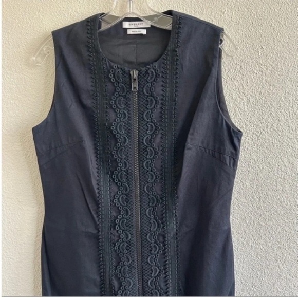 Givenchy Zip Front Lace Embroidered Cocktail Dress Black - Picture 3 of 11